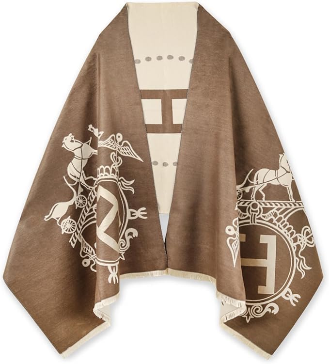 EXTREE Scarfs for Women Pashmina Silky Shawl Wrap for Evening Dressing Blanket Open Front Poncho Cape - Image 1